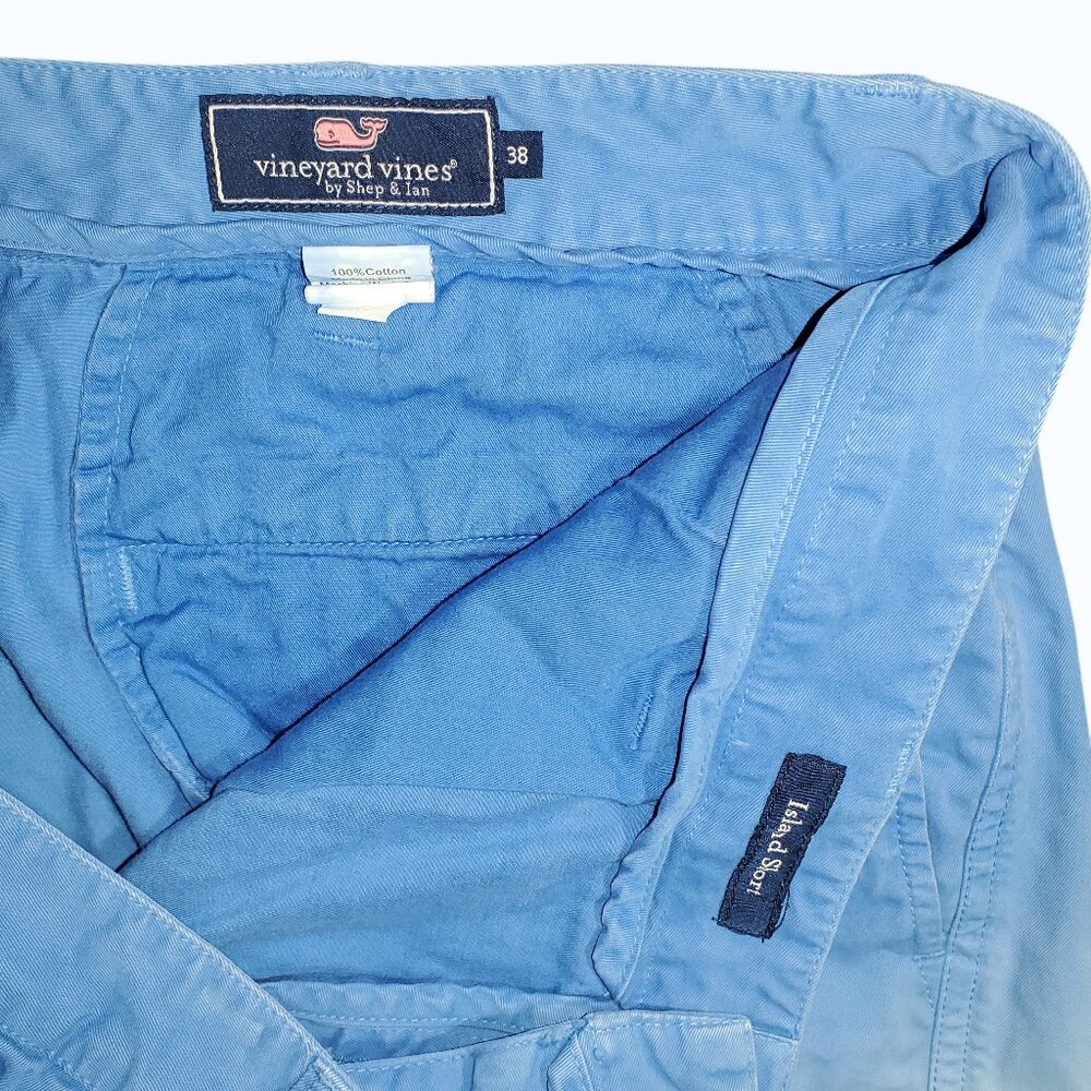 Vineyard Vines Island Shorts Men's 38 Blue Ombre Tie-Dye Cotton Flat Front - Picture 4 of 6